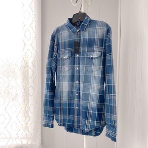Joe’s Collection Indigo Plaid Denim Button-up